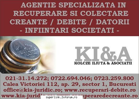 cabinet avocat kolcze iliuta & agentie sediul bucuresti, colectarea creantelor comerciale civile