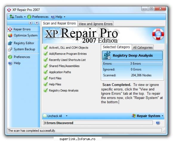 XP Repair Pro 2007 v3.5.5 - XP Repair Pro 2007 v3.5.5 Other Features: Startup - Link-uri utile